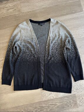 LAURA PLUS Silver to Black Sparkle Ombre Open-Front Women's Sweater Cardigan X